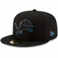 New Era Men's Black Detroit Lions Color Dim 59FIFTY Fitted Hat