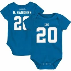 Mitchell & Ness Newborn & Infant Barry Sanders Blue Detroit Lions Retro Name & Number Bodysuit