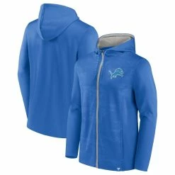 Fanatics Branded Men's Blue/Silver Detroit Lions Ball Carrier Full-Zip Hoodie