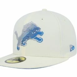 New Era Men's Cream Detroit Lions Chrome Color Dim 59FIFTY Fitted Hat