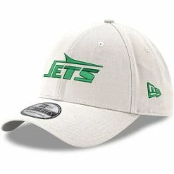 New Era Men's White New York Jets Throwback Wordmark Iced II 39THIRTY Flex Hat