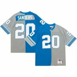 Mitchell & Ness Men's Barry Sanders Blue/Silver Detroit Lions Big & Tall Split Legacy Retired Player Replica Jersey