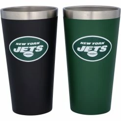 The Memory Company New York Jets Two-Pack 16oz. Team Color Stainless Steel Pint Cup Set