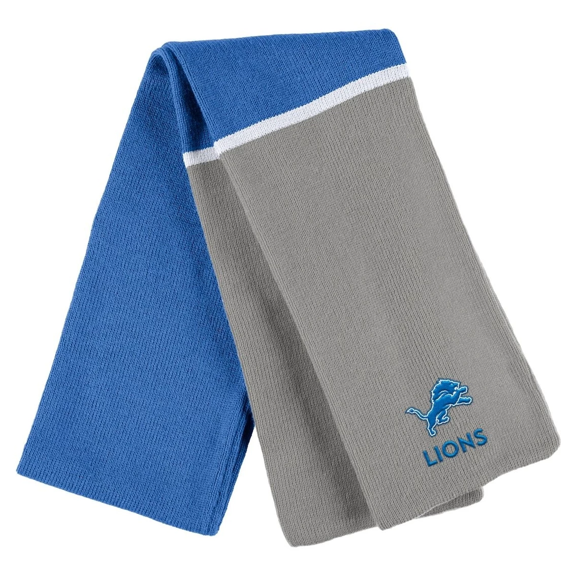 Women's WEAR By Erin Andrews Blue Detroit Lions Colorblock Cuffed Knit Hat With Pom And Scarf Set - Image 4