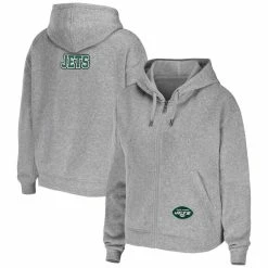 WEAR By Erin Andrews Women's Heathered Gray New York Jets Team Full-Zip Hoodie