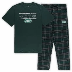 Concepts Sport Men's Green/Black New York Jets Big & Tall Flannel Sleep Set