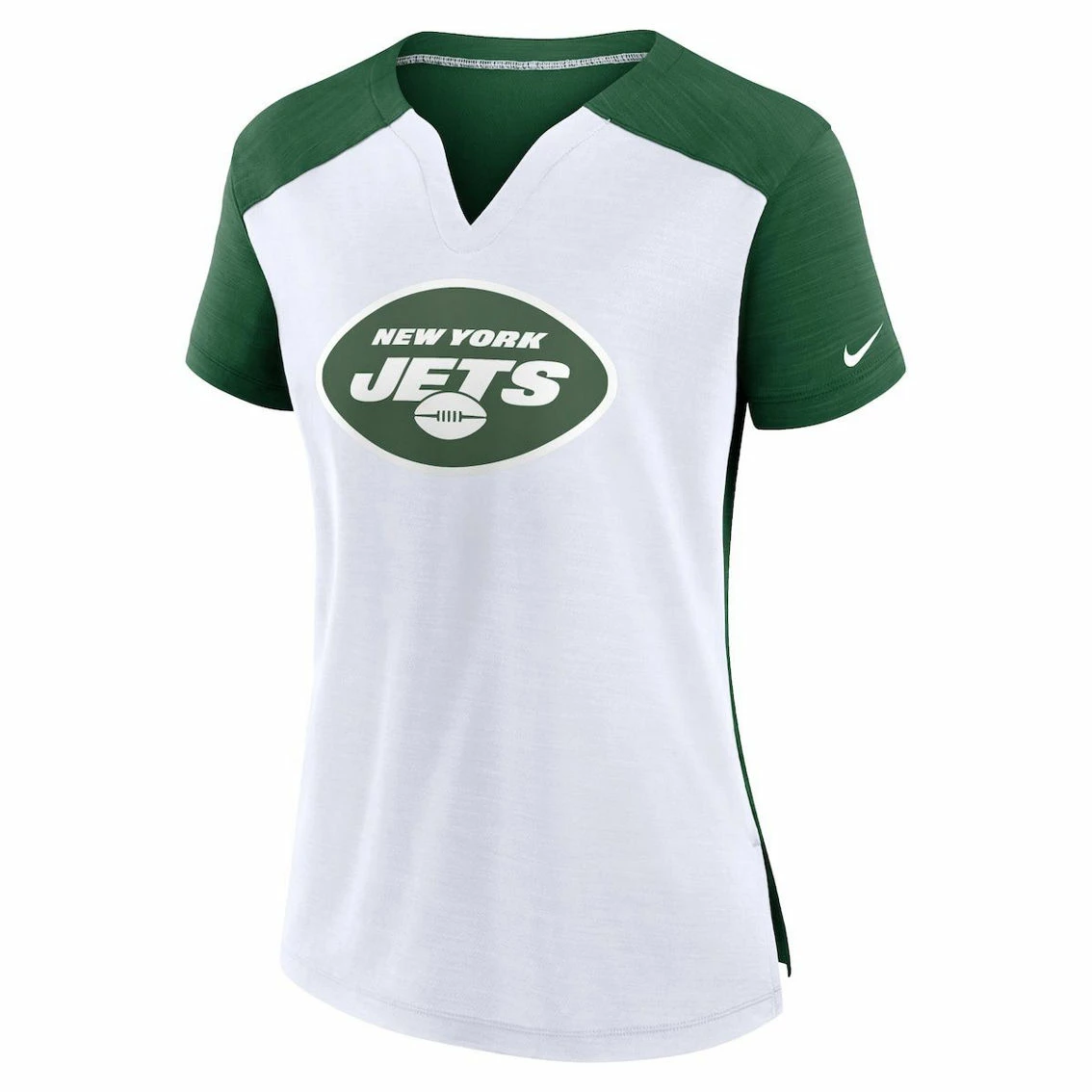 Nike Women's White/Green New York Jets Impact Exceed Performance Notch Neck T-Shirt - Image 3