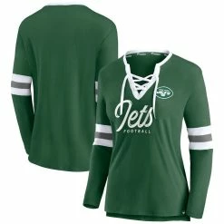 Fanatics Branded Women's Green New York Jets Block Party Team Script Lace-Up Long Sleeve T-Shirt