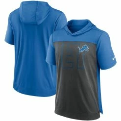 Nike Men's Heathered Charcoal/Blue Detroit Lions Performance Hoodie T-Shirt