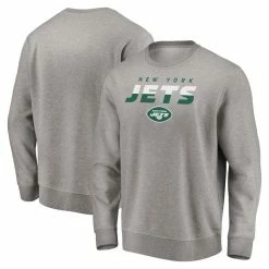 Fanatics Branded Men's Heathered Gray New York Jets Block Party Pullover Sweatshirt