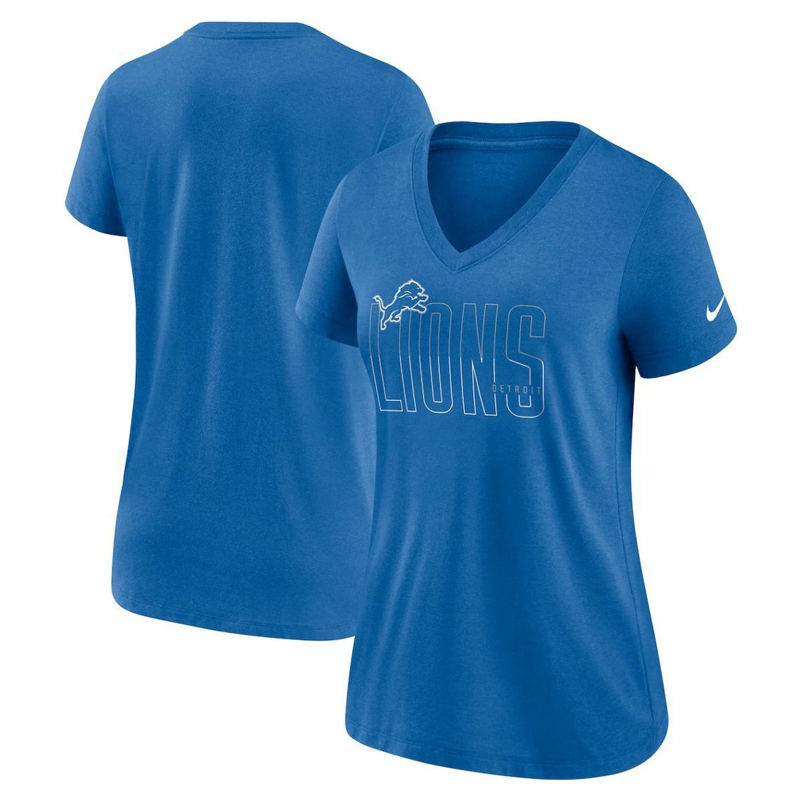 Nike Women's Heathered Blue Detroit Lions Lock Up Tri-Blend V-Neck T-Shirt