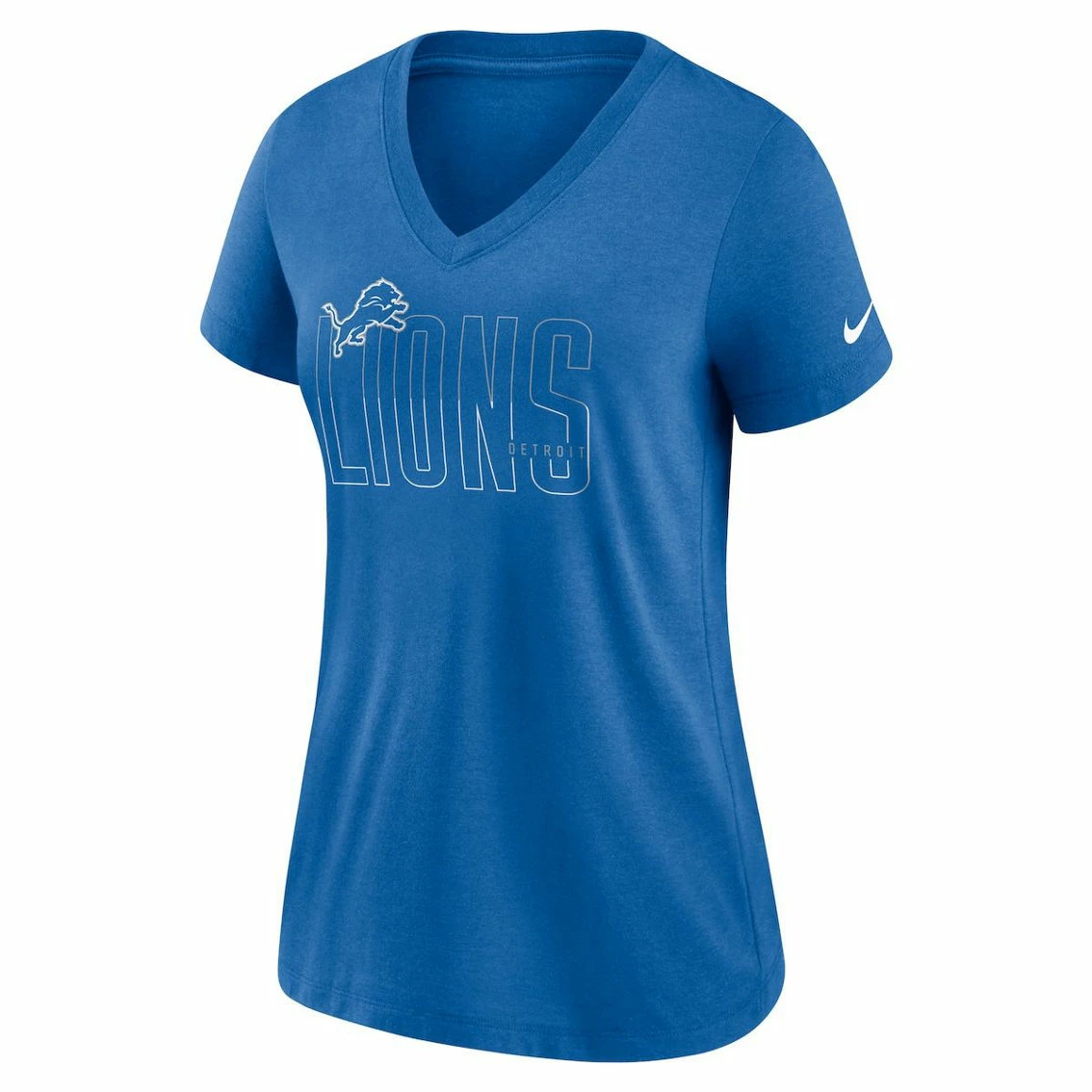 Nike Women's Heathered Blue Detroit Lions Lock Up Tri-Blend V-Neck T-Shirt - Image 3