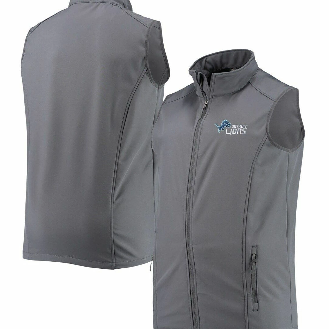 Dunbrooke Men's Graphite Detroit Lions Big & Tall Archer Softshell Full-Zip Vest
