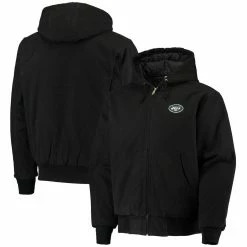 Dunbrooke Men's Black New York Jets Dakota Cotton Canvas Hooded Jacket