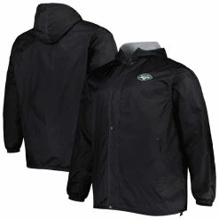 Dunbrooke Men's Black New York Jets Big & Tall Legacy Stadium Full-Zip Jacket