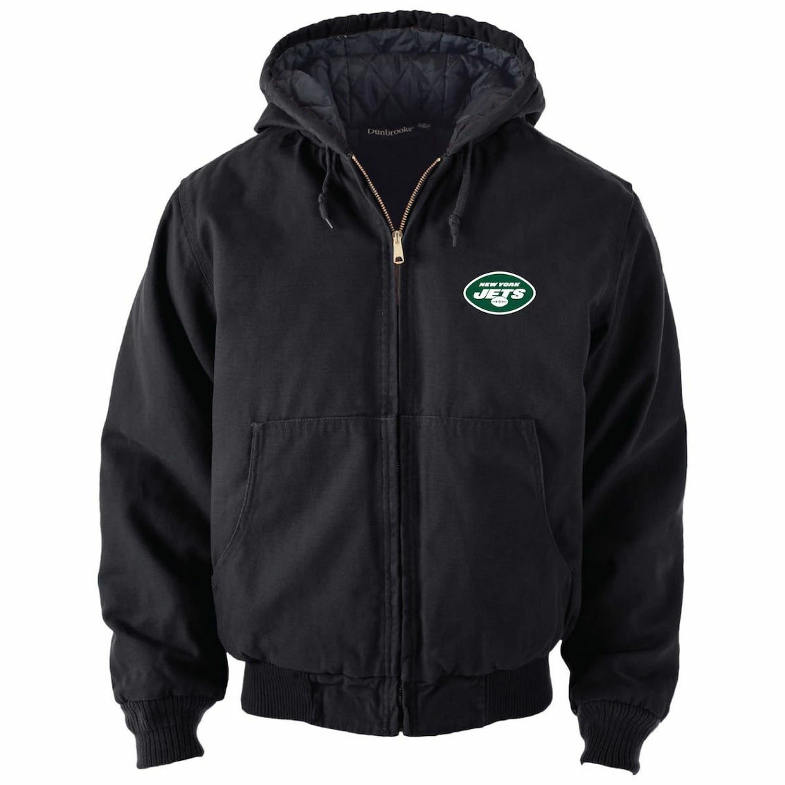 Dunbrooke Men's Black New York Jets Big & Tall Dakota Canvas Hoodie Full-Zip Jacket - Image 3