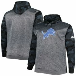 Fanatics Branded Men's Heather Charcoal Detroit Lions Camo Pullover Hoodie