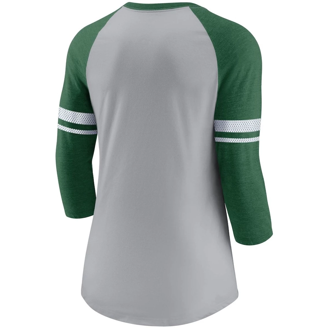 Nike Women's Heathered Gray/Green New York Jets Stripe Mesh Nickname Tri-Blend 3/4-Sleeve T-Shirt - Image 4