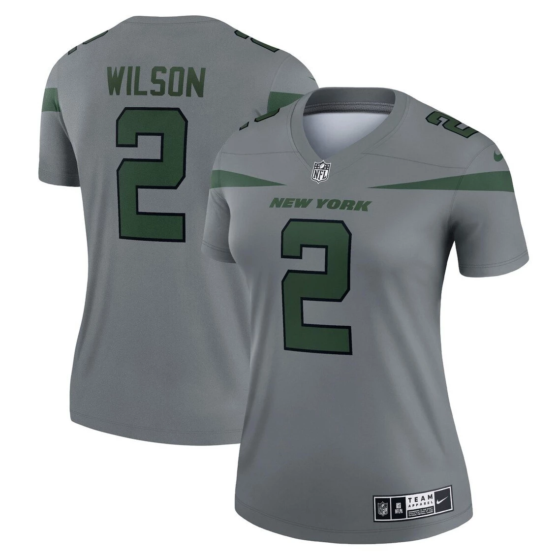 Nike Women's Zach Wilson Gray New York Jets Inverted Legend Jersey - Image 2