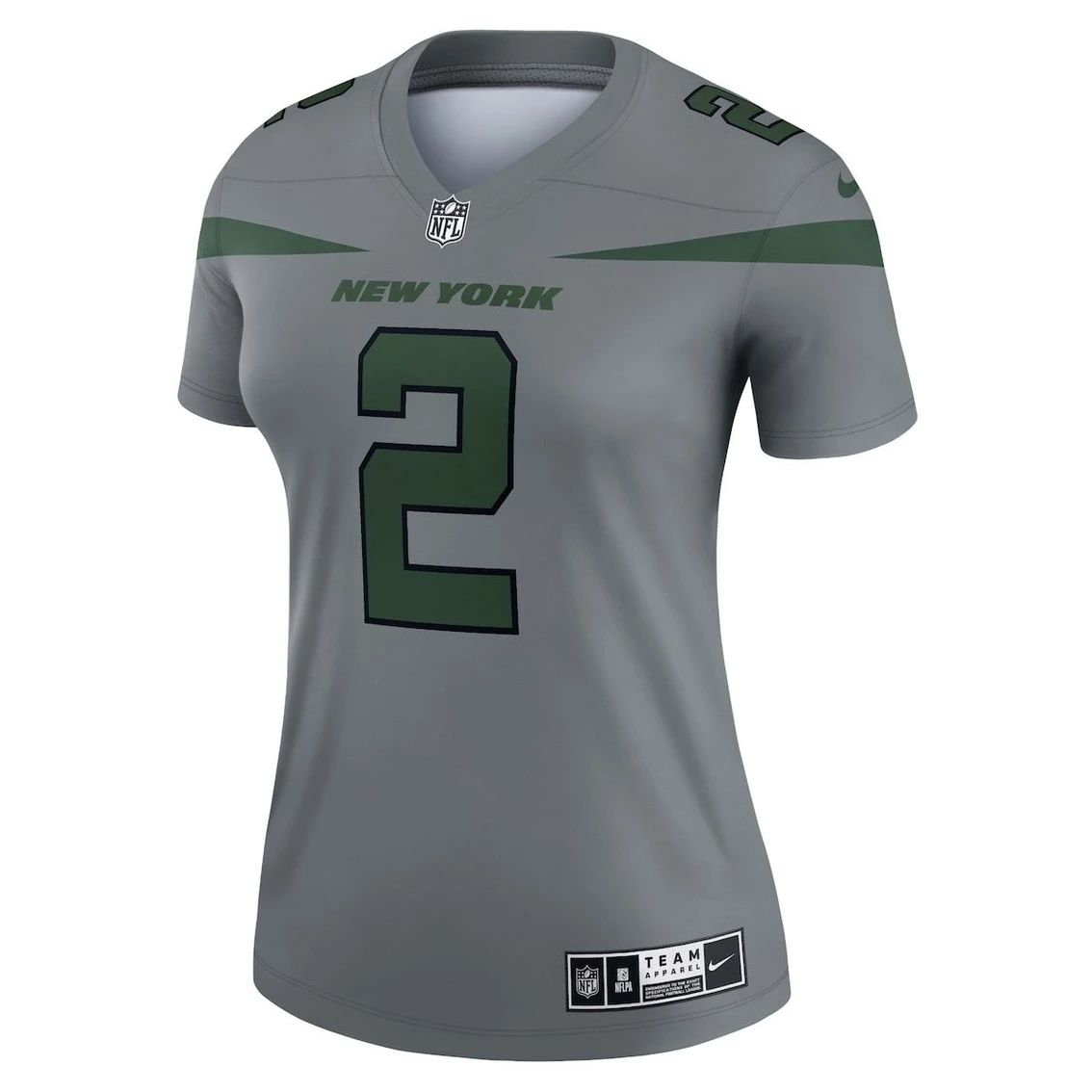 Nike Women's Zach Wilson Gray New York Jets Inverted Legend Jersey - Image 3