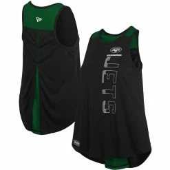 New Era Women's Black/Green New York Jets Combine Authentic Over The Top Tank Top