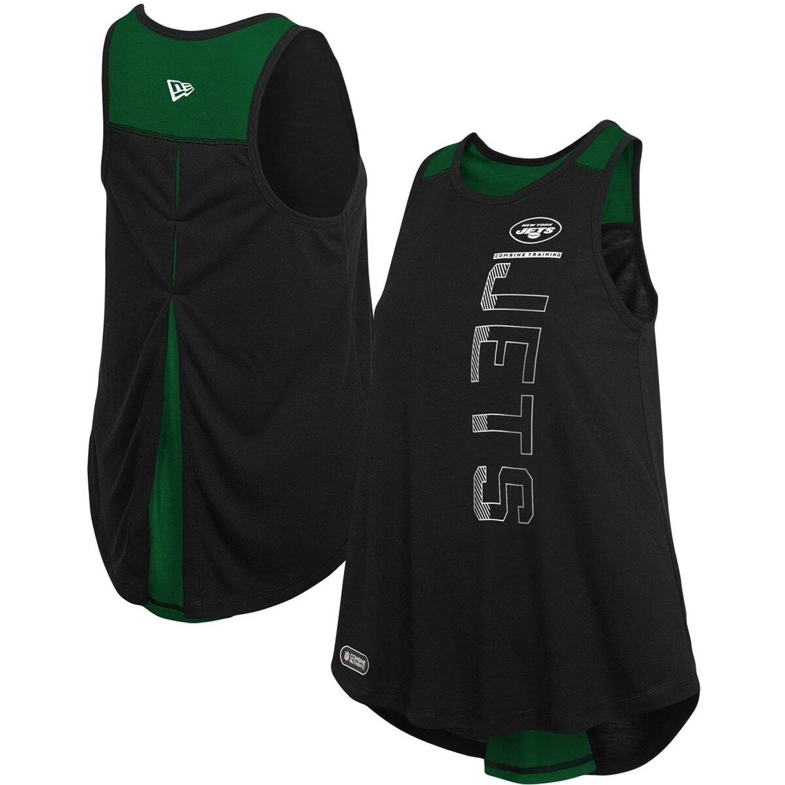 New Era Women's Black/Green New York Jets Combine Authentic Over The Top Tank Top