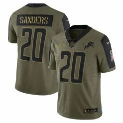 Nike Men's Barry Sanders Olive Detroit Lions 2021 Salute To Service Retired Player Limited Jersey