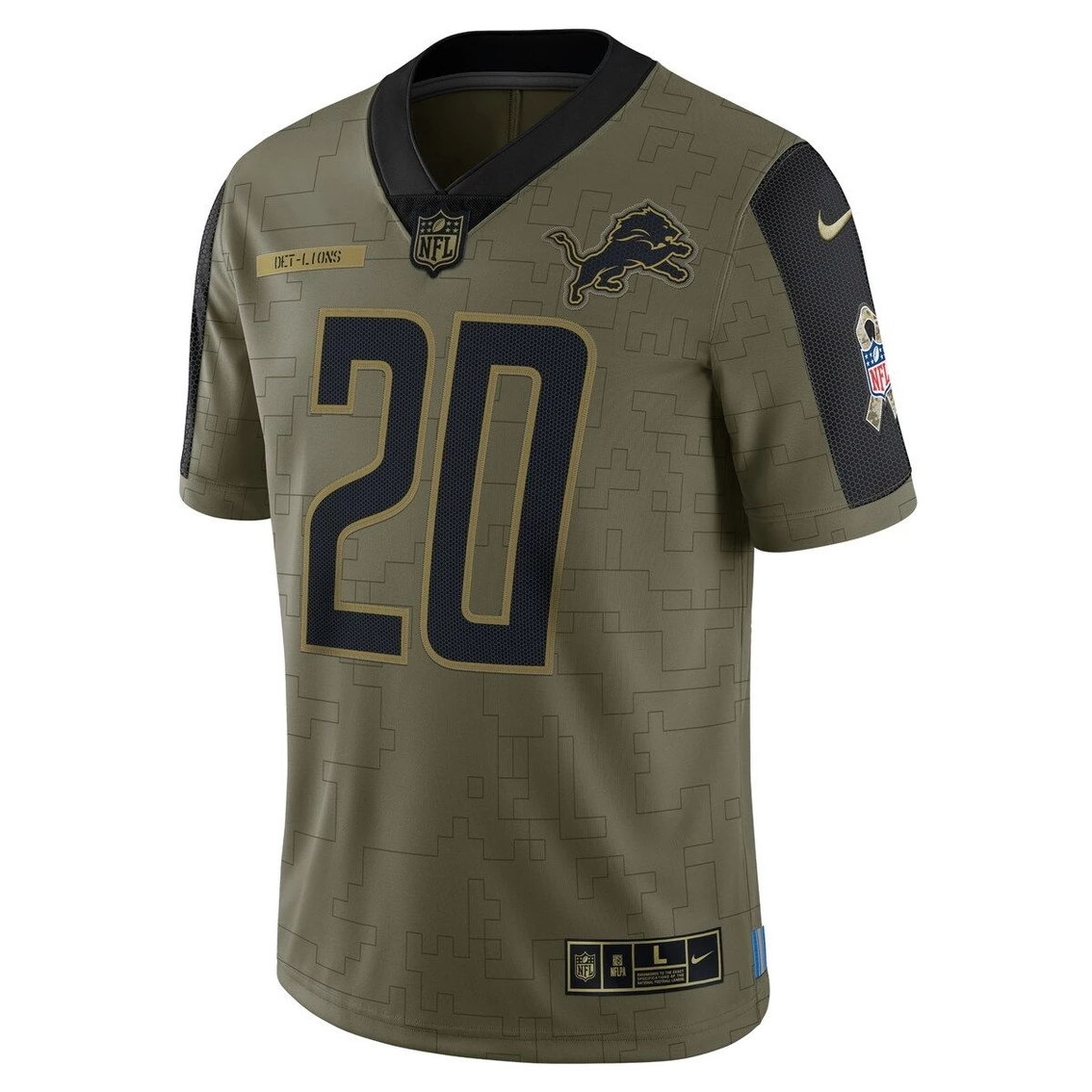 Nike Men's Barry Sanders Olive Detroit Lions 2021 Salute To Service Retired Player Limited Jersey - Image 3