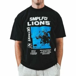 SMPLFD Men's SMPLFD Black Detroit Lions Newsprint T-Shirt